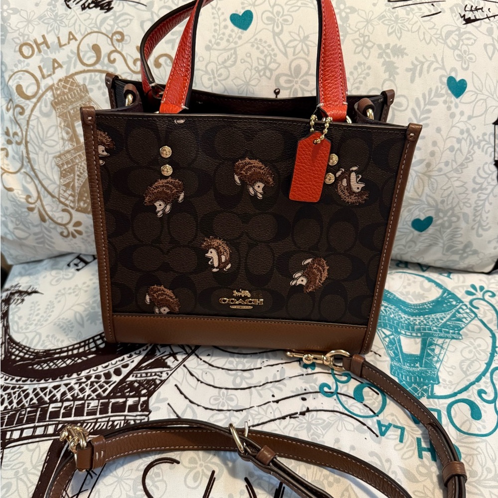 Coach Brown and Red Satchel Bag
